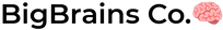 BigBrains Co. Logo mit Gehirn Emoji vor einem transparenten Hintergrund.